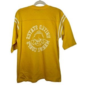 Vintage 80s USMC Cartoon Bulldog Varsity Ringer T-Shirt